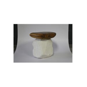 "Ottoman base Piedra en Concretoy tope Madera Natural"