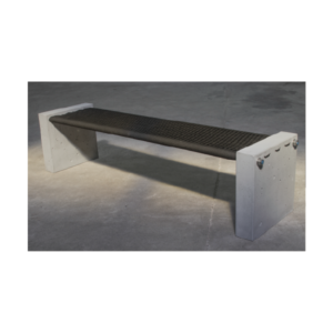 Soga Bench by Gola Home, durable concrete furniture from the Dominican Republic with stainless steel fittings and nautical rope seating.