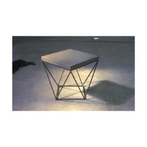 D1 Side Table with concrete top and geometric black metal base, handcrafted modern furniture by Gola Home in the Dominican Republic.