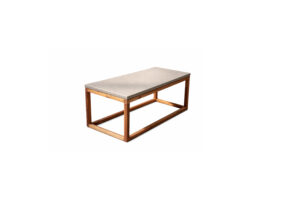 O Coffee Table with solid concrete top and solid wood frame, classic contemporary design by Gola Home, handcrafted in the Dominican Republic.