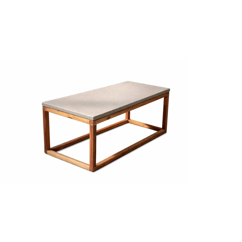 O Coffee Table with solid concrete top and solid wood frame, classic contemporary design by Gola Home, handcrafted in the Dominican Republic.