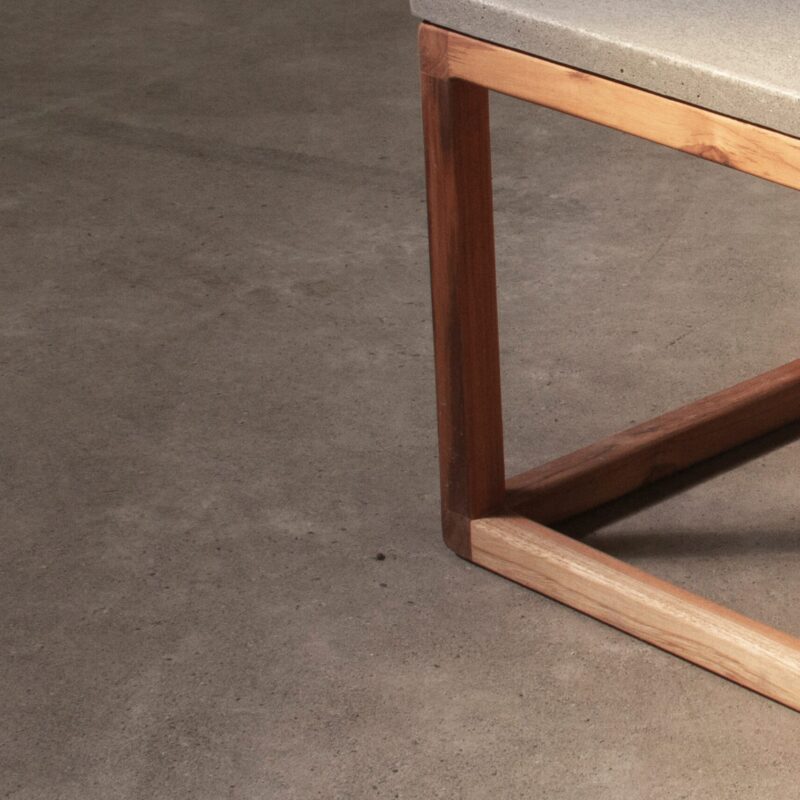 O Aux Table with solid concrete top and solid wood frame, classic contemporary design by Gola Home, handcrafted in the Dominican Republic.